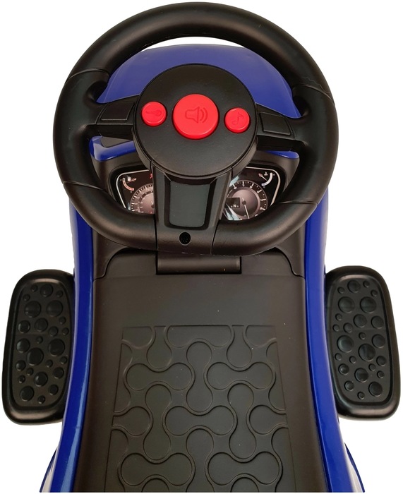 Детская машинка-каталка, толокар RiverToys Audi JY-Z06A (синий/черный) c ручкой-управляшкой - фото4