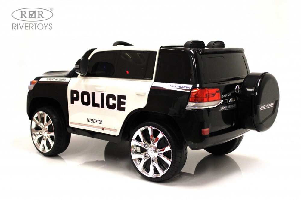 Детский электромобиль RiverToys Toyota Land Cruiser 200 JJ2022 (полицейский белый) - фото2