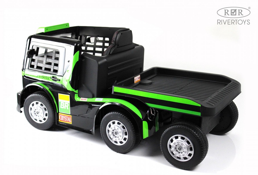 Детский электромобиль RiverToys Mercedes-Benz Axor с прицепом H777HH (зеленый) Лицензия с пультом - фото4