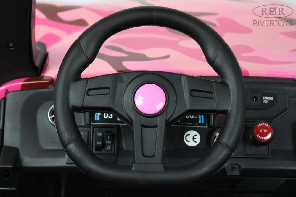 Детский электромобиль RiverToys Buggy A707AA 4WD (розовый камуфляж) Кондиционер двухместный полноприводный - фото5