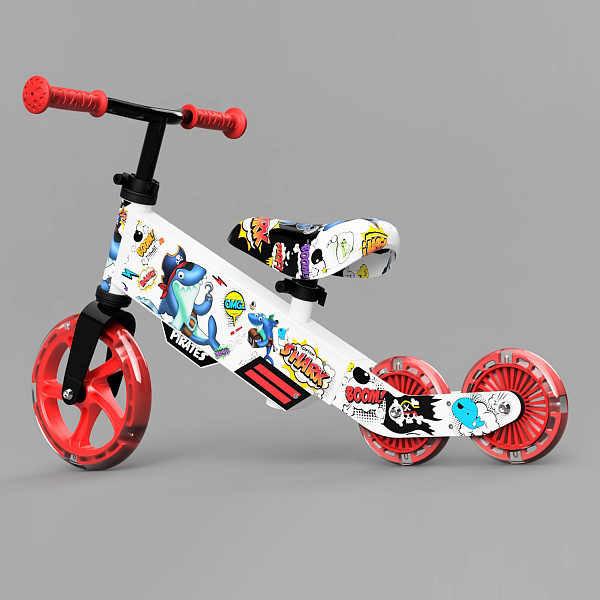 Детский беговел Small Rider Turbo Bike (красный) светящиеся колеса трансформер - фото5