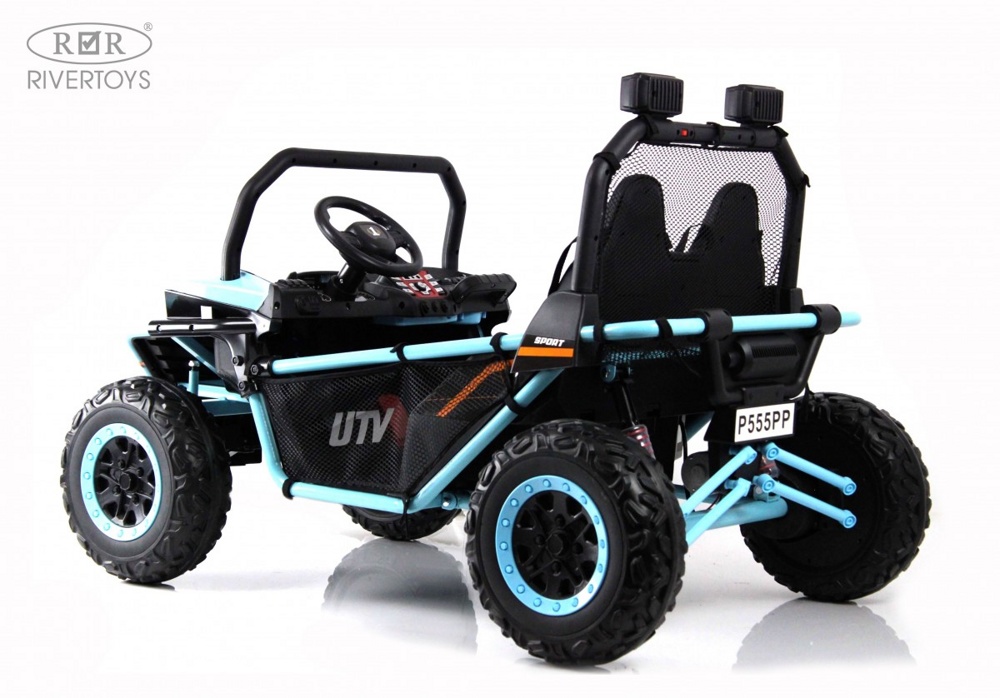 Детский электромобиль RiverToys P555PP (голубой) Buggy Двухместный с пультом - фото4