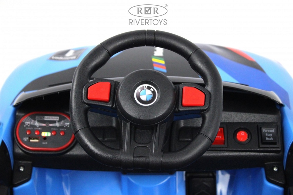 Детский электромобиль RiverToys F444FF (синий) BMW Режим качалки - фото4
