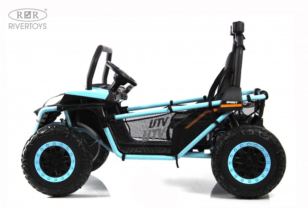 Детский электромобиль RiverToys P555PP (голубой) Buggy Двухместный с пультом - фото3