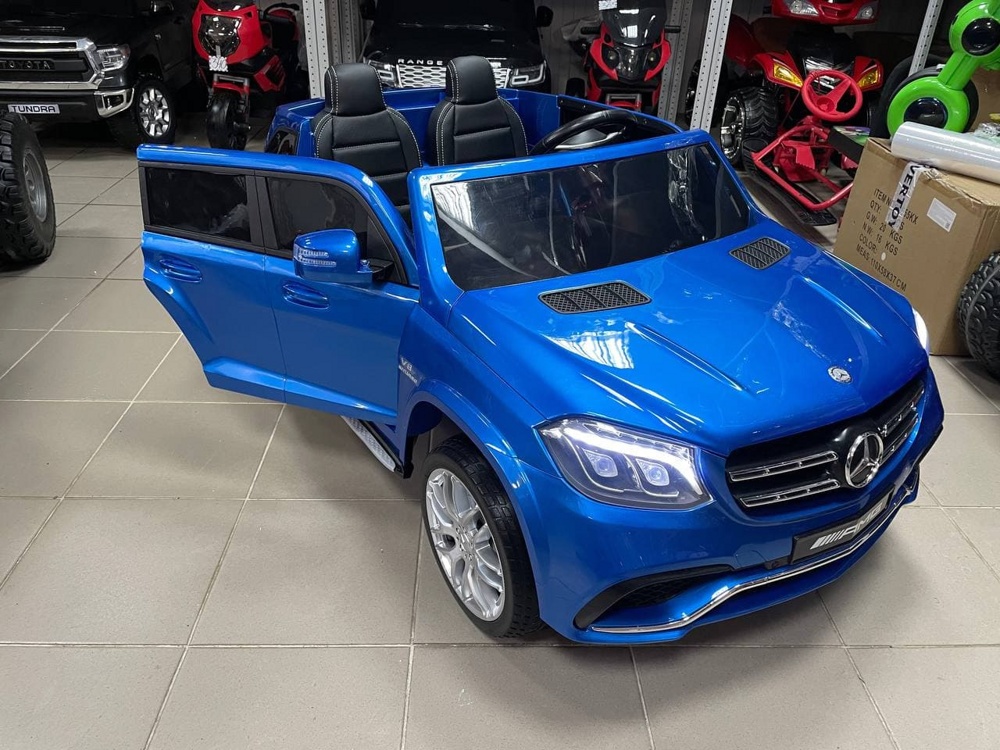 Детский электромобиль RiverToys Mercedes-Benz GLS63 4WD (синий) глянец лицензия - фото2