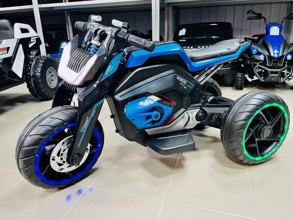 Детский электромобиль, мотоцикл RiverToys X222XX (синий)