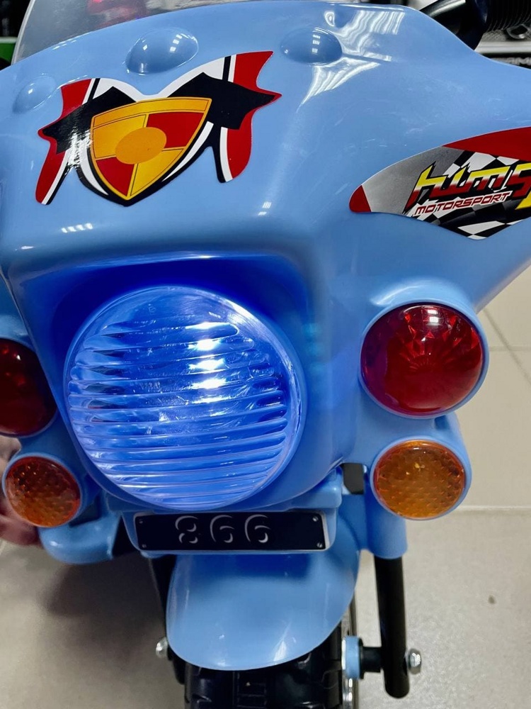 Детский электромобиль мотоцикл RiverToys Moto 998 (голубой) синий - фото5