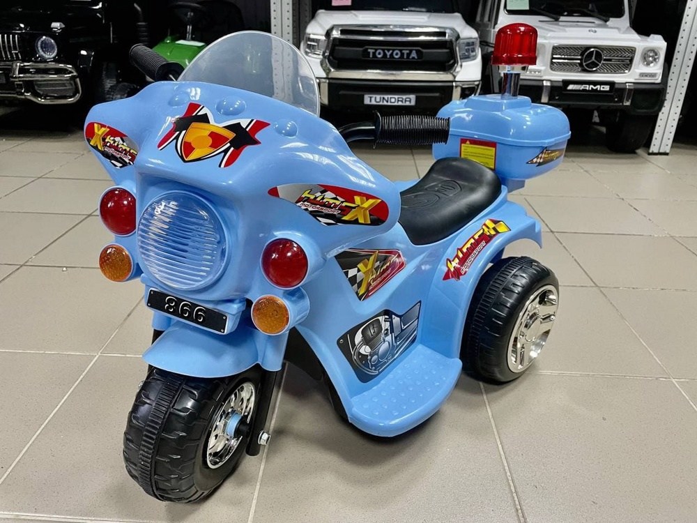 Детский электромобиль мотоцикл RiverToys Moto 998 (голубой) синий
