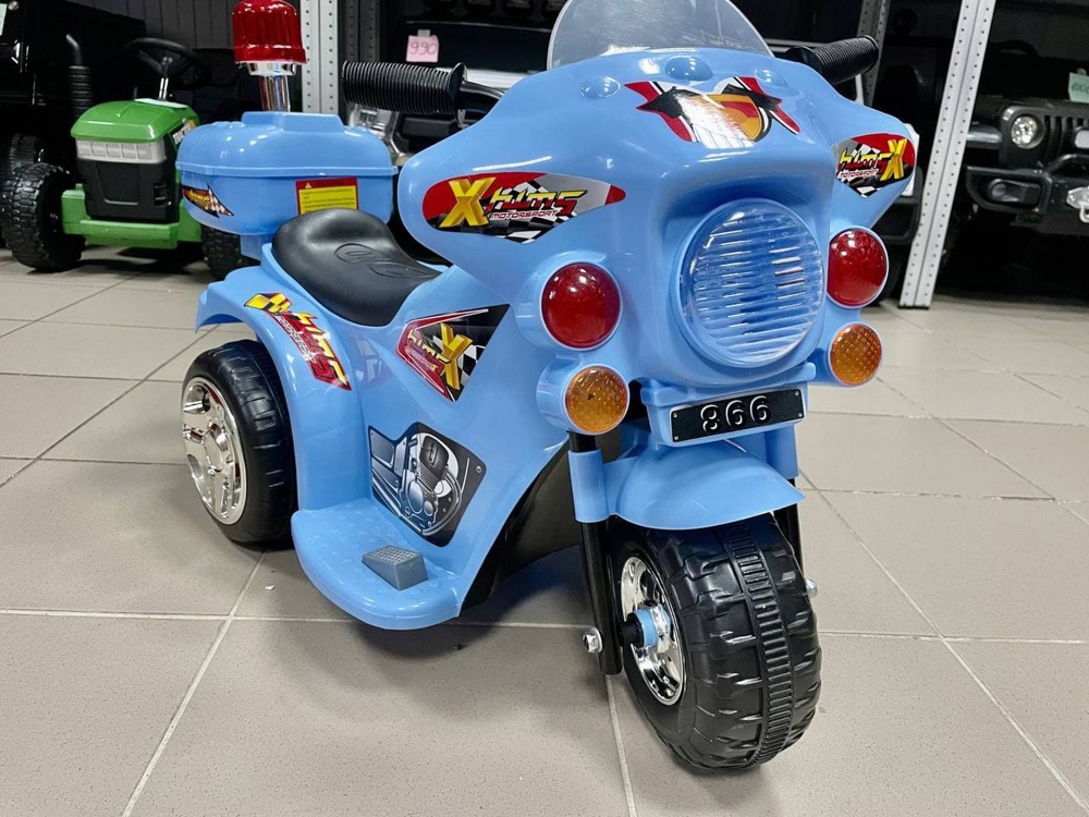 Детский электромобиль мотоцикл RiverToys Moto 998 (голубой) синий - фото2