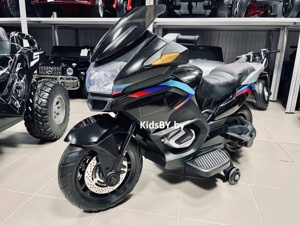 Детский электромотоцикл Baby Driver BMW арт. H222 (черный) двухместный, плавный старт, заводится с ключа - фото