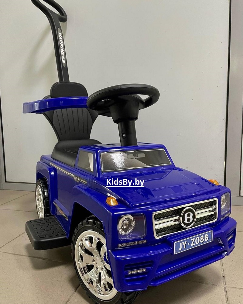 Детская машинка-каталка, толокар RiverToys Mercedes-Benz JY-Z08B (синий) c ручкой-управляшкой