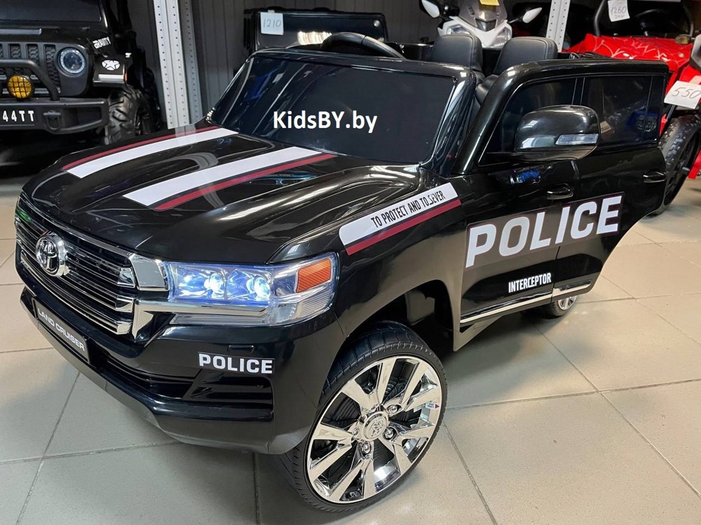 Детский электромобиль RiverToys Toyota Land Cruiser 200 JJ2022 (полицейский черный)
