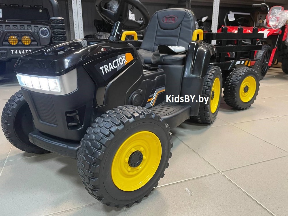 Детский электромобиль RiverToys H888HH (черный) трактор с прицепом и пультом