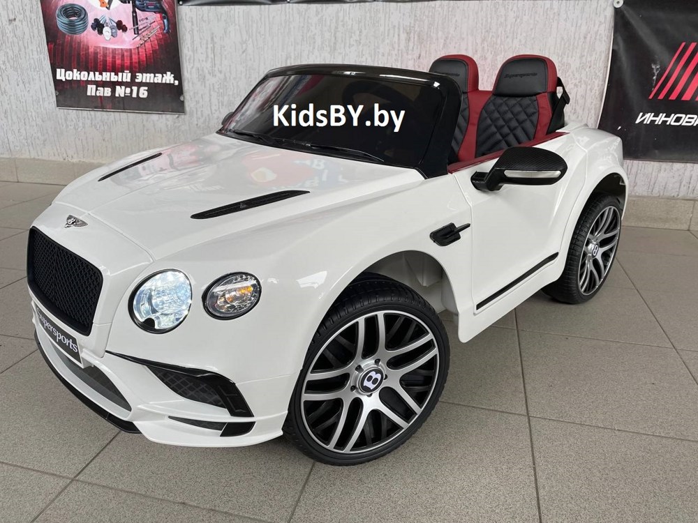 Детский электромобиль RiverToys Bentley Continental Supersports JE1155 (белый) Лицензия двухместный