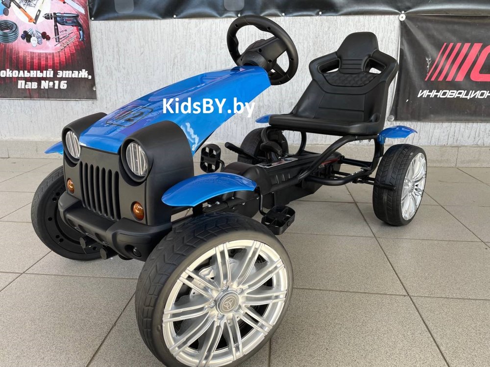 Детская педальная машина RiverToys C222CC (синий) веломобиль, карт - фото6