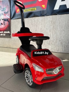 Детская машинка-каталка, толокар RiverToys Mercedes-Benz JY-Z06C (красный/черный) с ручкой-управляшкой - фото