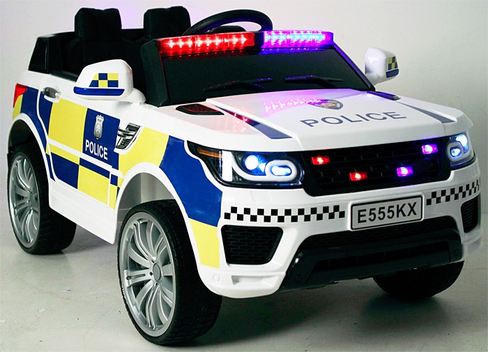 Детский электромобиль RiverToys Range Rover E555KX (белый, полиция)