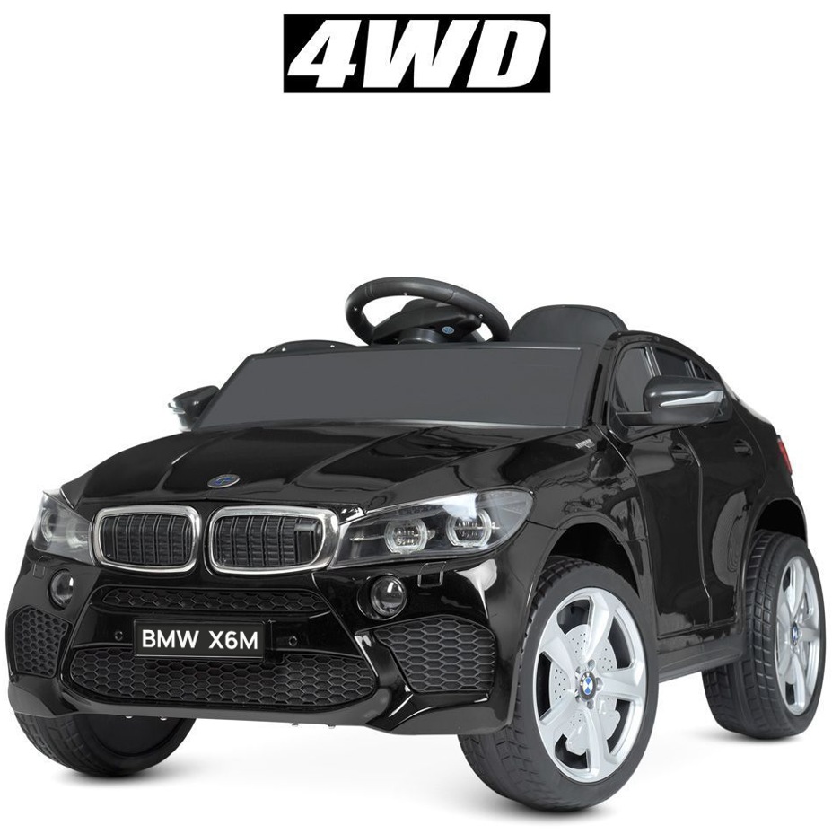 Детский электромобиль RiverToys BMW X6M Lux X011XX (чёрный автокраска) полноприводной