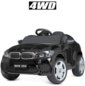 Детский электромобиль RiverToys BMW X6M Lux X011XX (чёрный автокраска) полноприводной - фото