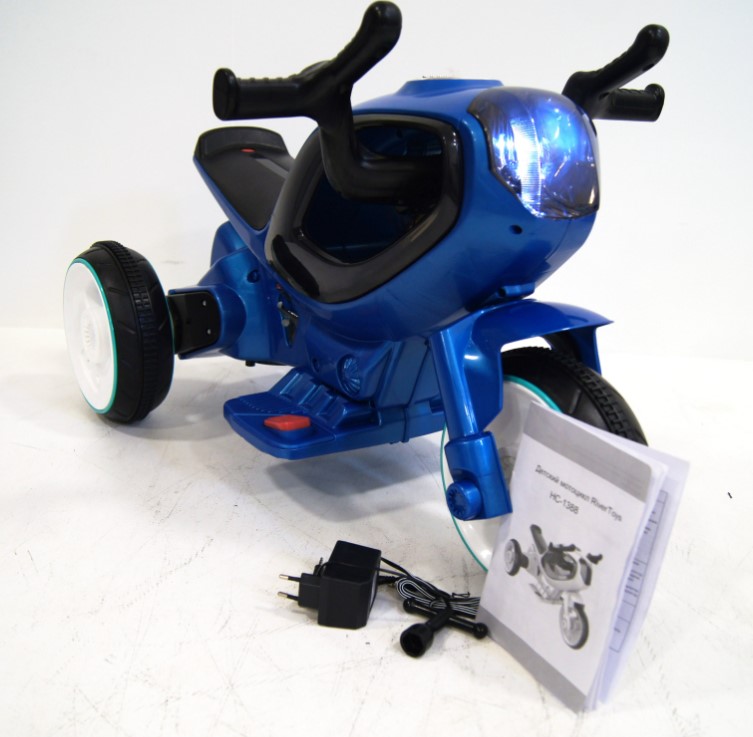 Детский электромобиль, мотоцикл RiverToys HC-1388 (синий) - фото6