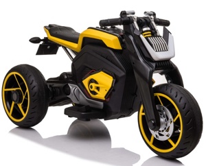 Детский электромобиль, мотоцикл RiverToys X222XX (желтый) - фото