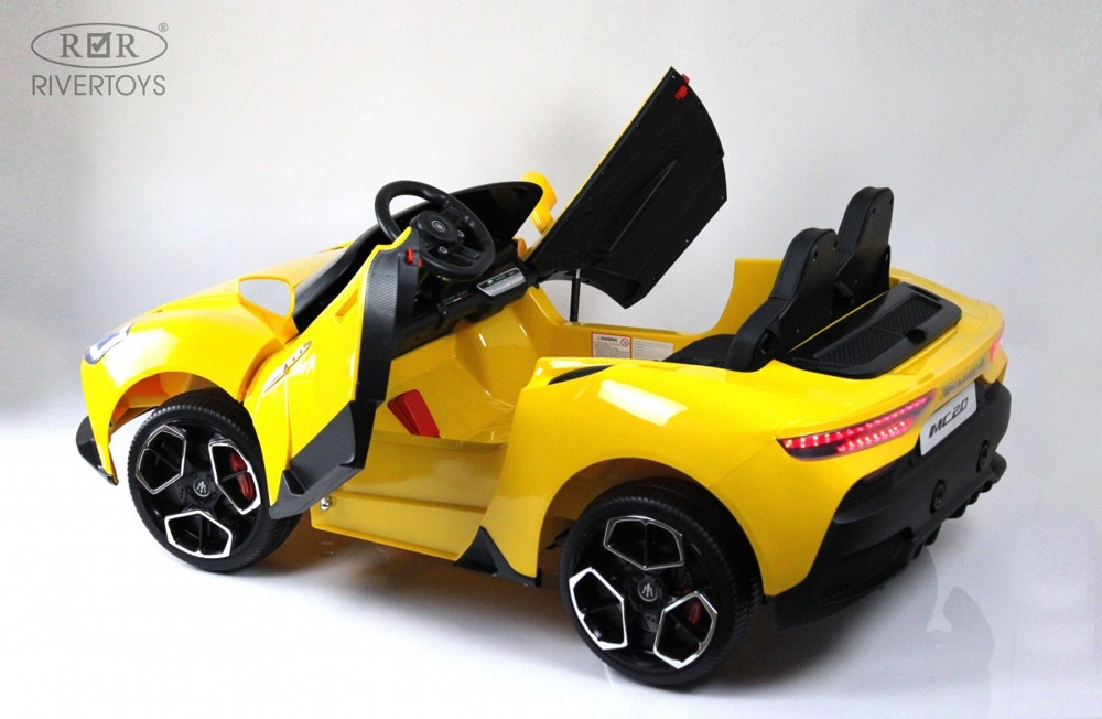 Детский электромобиль RiverToys Maserati MC20 P111PP (желтый) Двухместный, лицензия - фото3