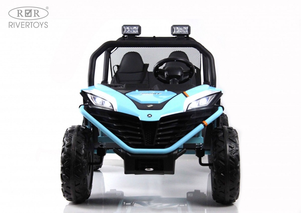 Детский электромобиль RiverToys P555PP (голубой) Buggy Двухместный с пультом - фото2