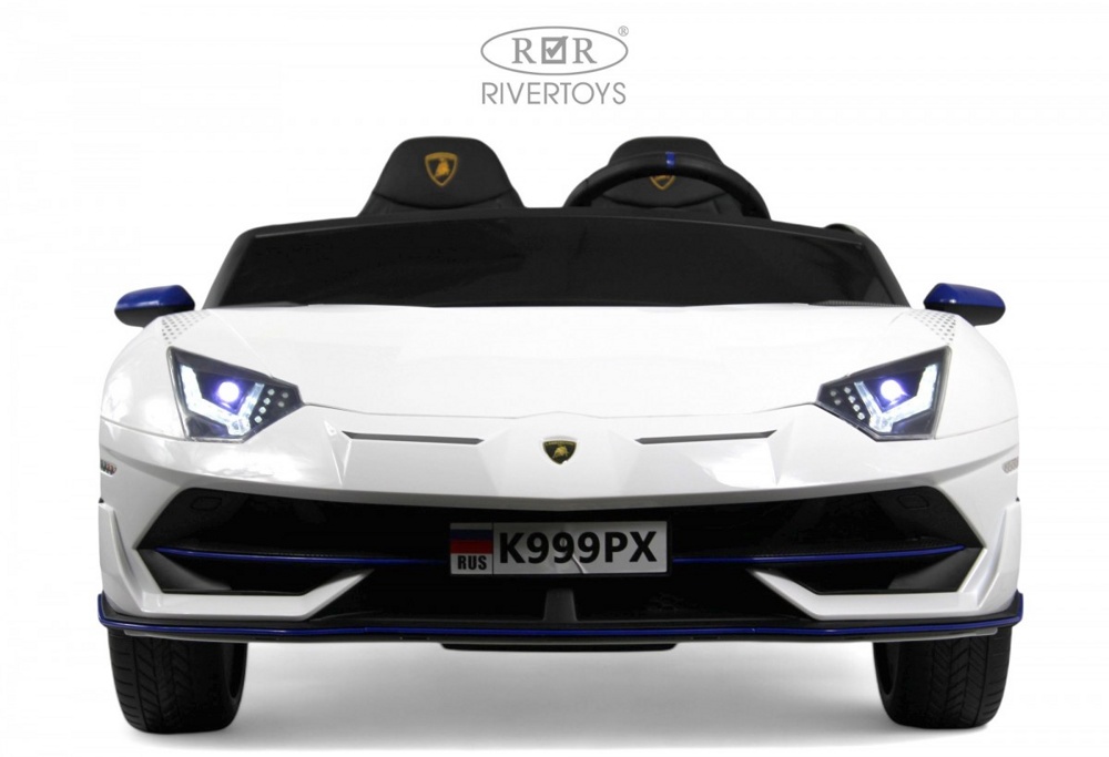 Детский электромобиль RiverToys K999PX (белый) Lamborghini Двухместный, полноприводный - фото2