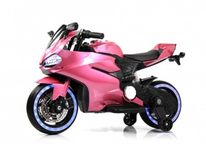 Детский электромотоцикл RiverToys X003XX (розовый глянец) - фото