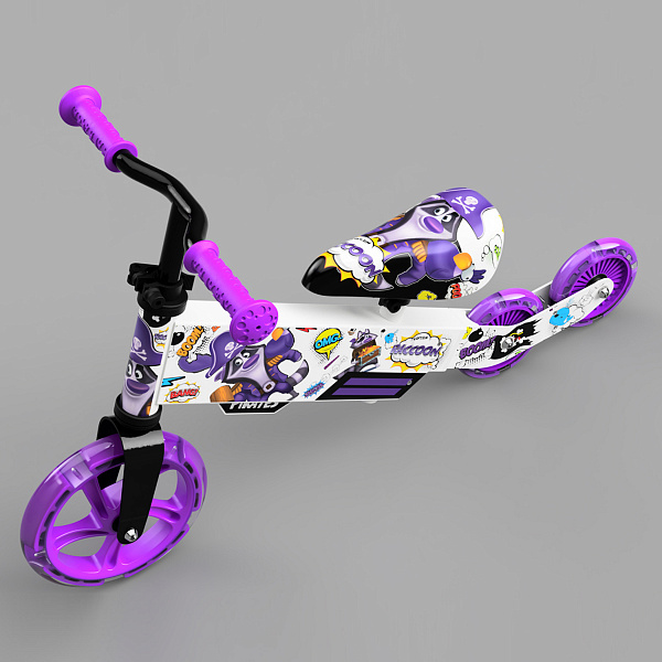 Детский беговел Small Rider Turbo Bike (фиолетовый) светящиеся колеса трансформер - фото3