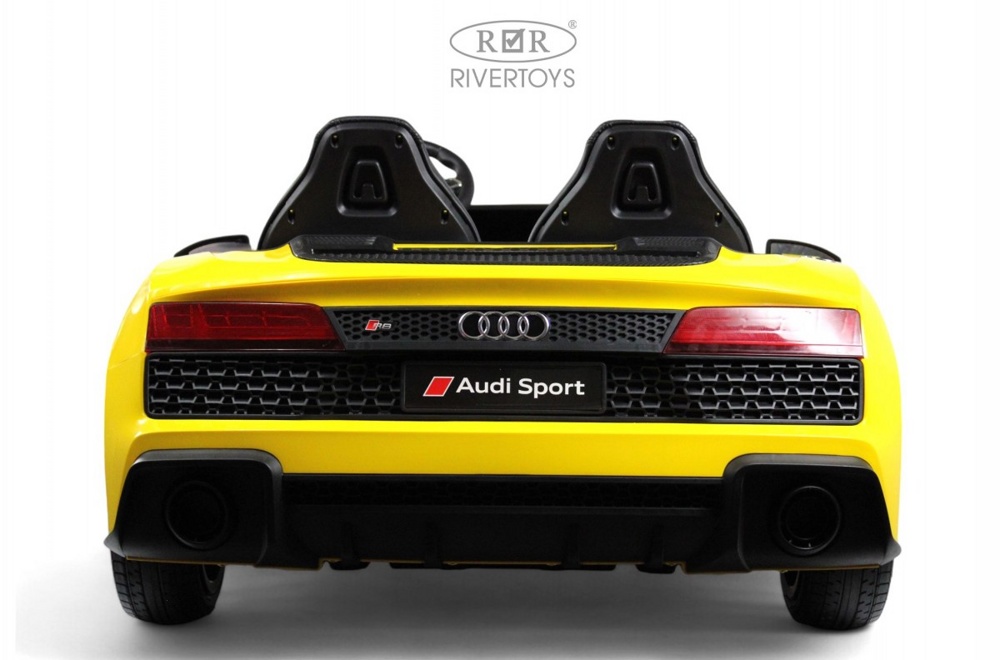 Детский электромобиль RiverToys Audi R8 M333MM (жёлтый) Лицензионная модель Двухместный До 100 кг. Скорость до 14 км/ч - фото4