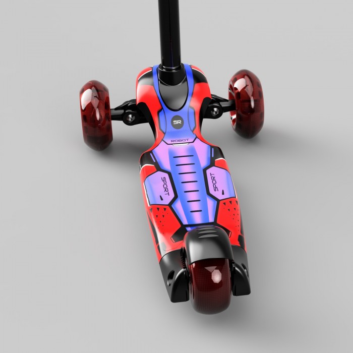 Детский трехколесный самокат Small Rider Turbo Spacecraft 3 (красный) светящиеся колеса - фото4
