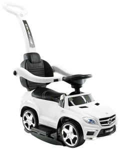 Детская машинка Каталка-качалка, толокар на аккумуляторе RiverToys Mercedes-Benz GL63 A888AA-H (белый/черный) Лицензия - фото