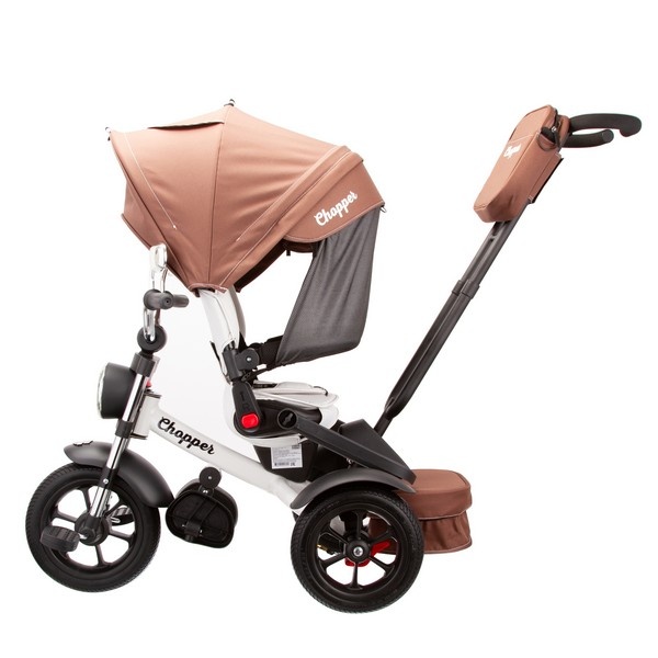 Детский велосипед Chopper CH1BR-2 (коричневый) наклонный руль, обновленная родительская ручка и фара, солнцезащитная накидка фото-4