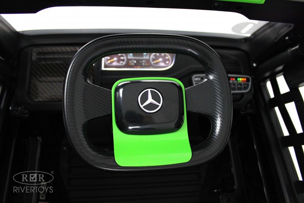 Детский электромобиль RiverToys Mercedes-Benz Axor с прицепом H777HH (зеленый) Лицензия с пультом - фото5