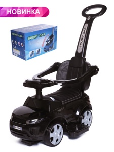 Детская машинка- Каталка Baby Care Sport car 614W New 2021 (черный) кожаное сиденье, резиновые колеса - фото