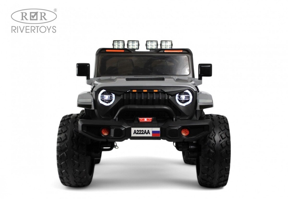 Детский электромобиль RiverToys Jeep A222AA (серый) Двухместный Полноприводный - фото2