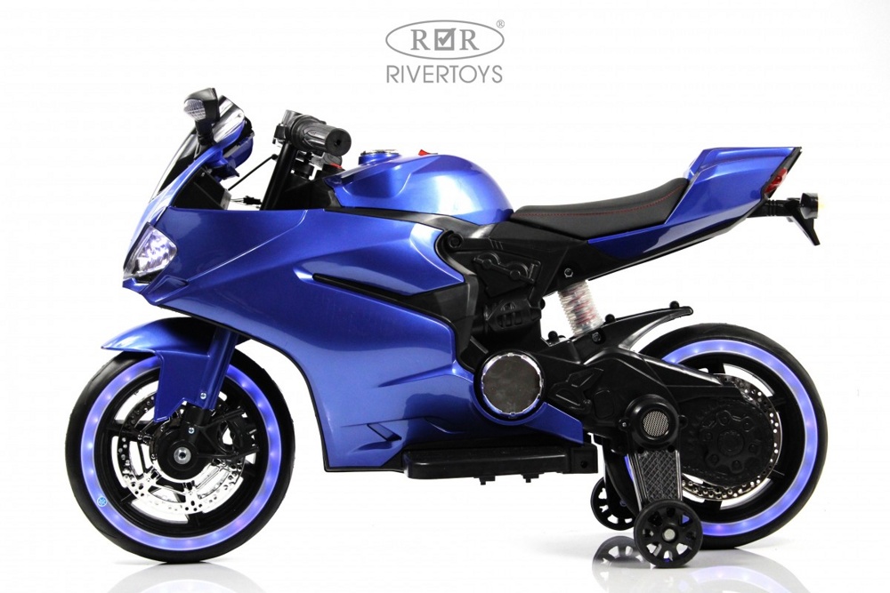 Детский электромотоцикл RiverToys X003XX (синий глянец) - фото3
