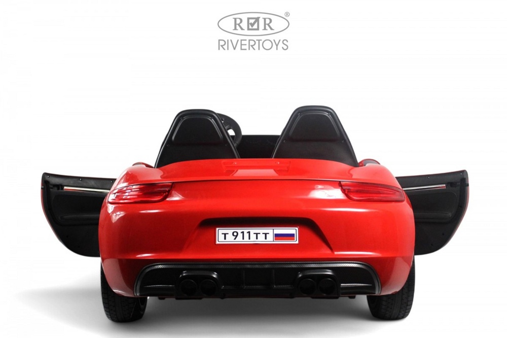 Детский электромобиль RiverToys Porsche Cayman T911TT (красный) двухместный Нагрузка до 100 кг - фото3