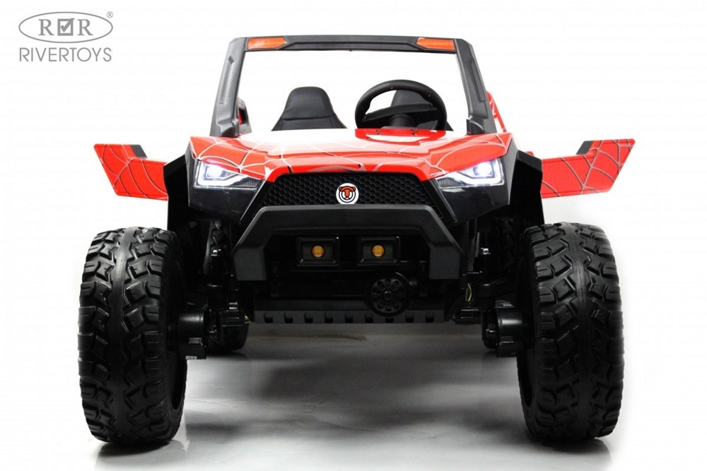 Детский электромобиль RiverToys A707AA LUX 4WD (красный Spider) Кондиционер двухместный полноприводный скорость 16 км/ч - фото2