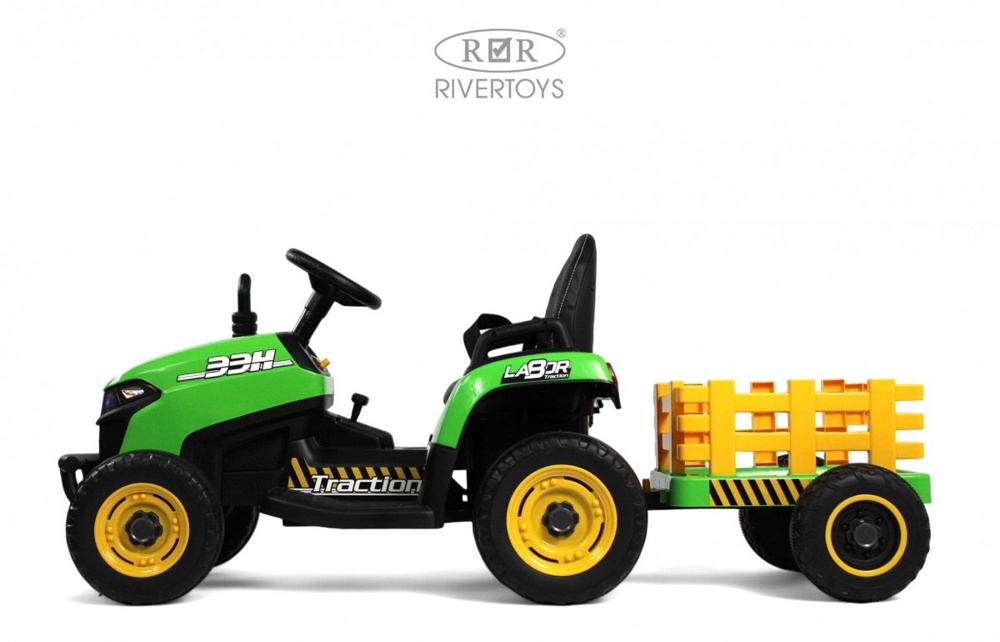 Детский электромобиль RiverToys K111KK (зелёный) Трактор - фото2