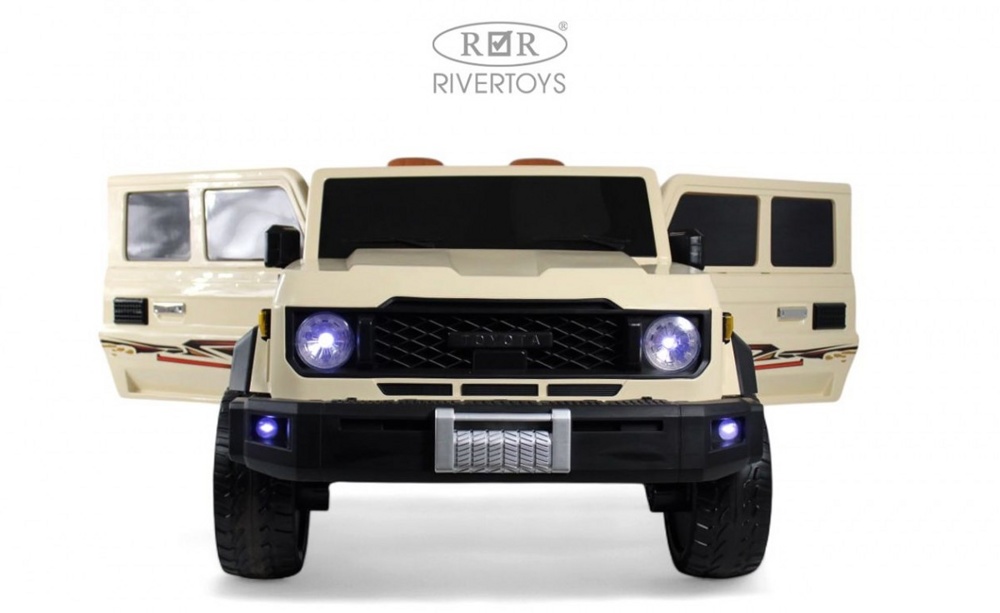 Детский электромобиль RiverToys Pick-Up E555KX (хаки) Toyota Полноприводный - фото2
