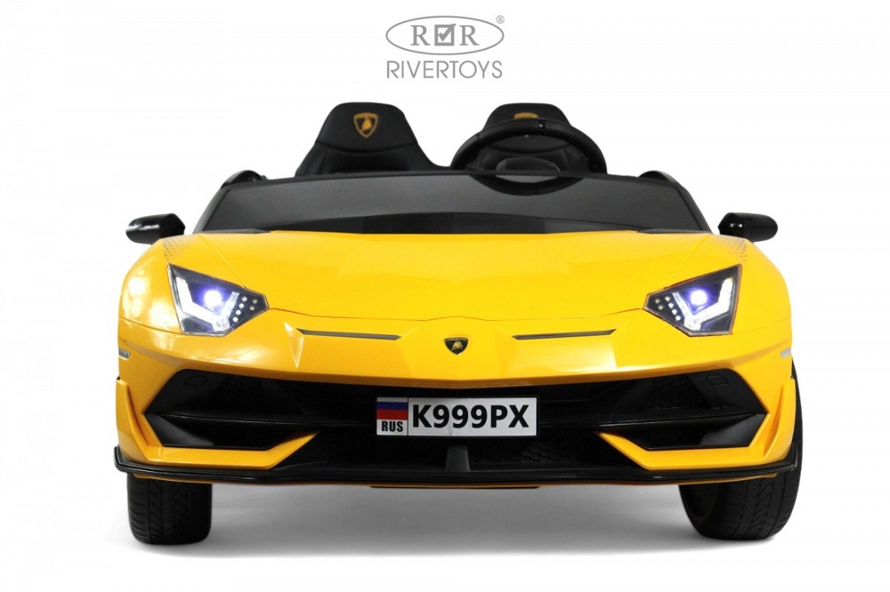 Детский электромобиль RiverToys K999PX (жёлтый) Lamborghini Двухместный, полноприводный - фото2