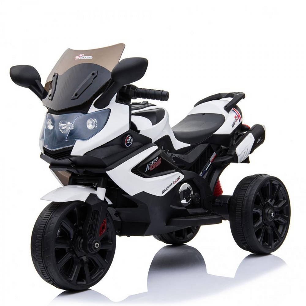 Детский электромобиль, мотоцикл RiverToys K444KK (белый) трицикл