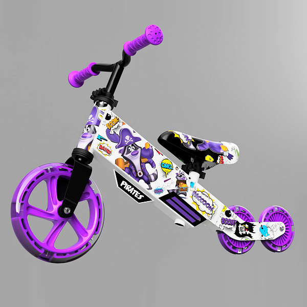 Детский беговел Small Rider Turbo Bike (фиолетовый) светящиеся колеса трансформер - фото2