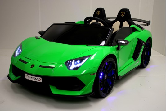 Детский электромобиль RiverToys Lamborghini Aventador SVJ A111MP (зеленый) лицензия двухместный