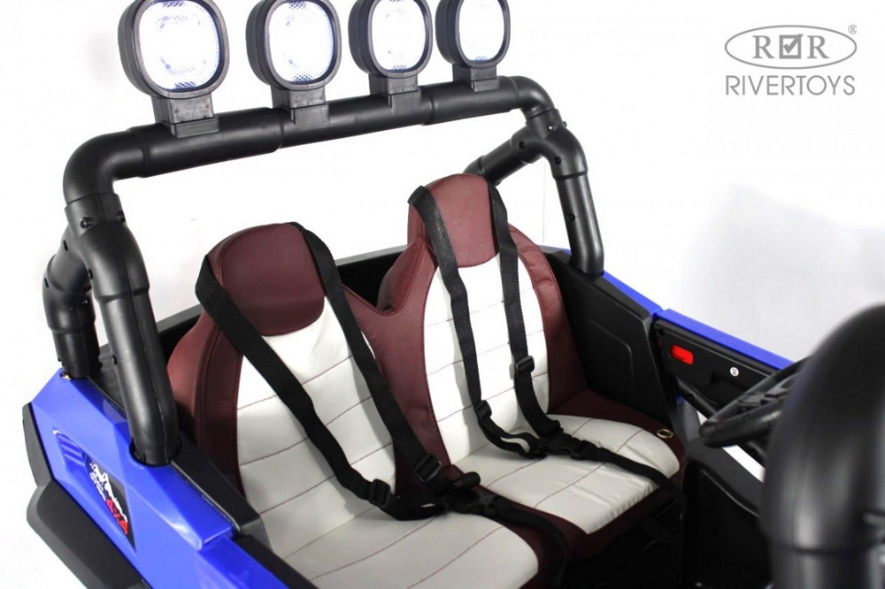 Детский электромобиль RiverToys М999БХ (синий) Mercedes Полноприводный Двухместный - фото3