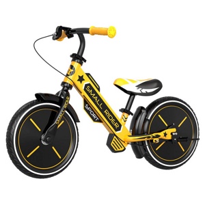 Детский беговел Small Rider Roadster Sport AIR (желтый) 2021 с двумя тормозами, надувные колеса - фото