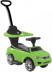 Детская машинка-каталка, толокар RiverToys BMW JY-Z06B (зеленый) с ручкой-управляшкой - фото