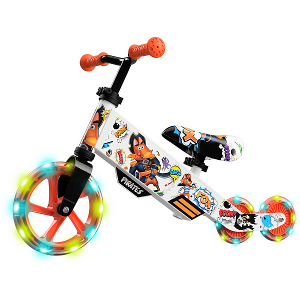 Детский беговел Small Rider Turbo Bike (оранжевый) светящиеся колеса трансформер - фото